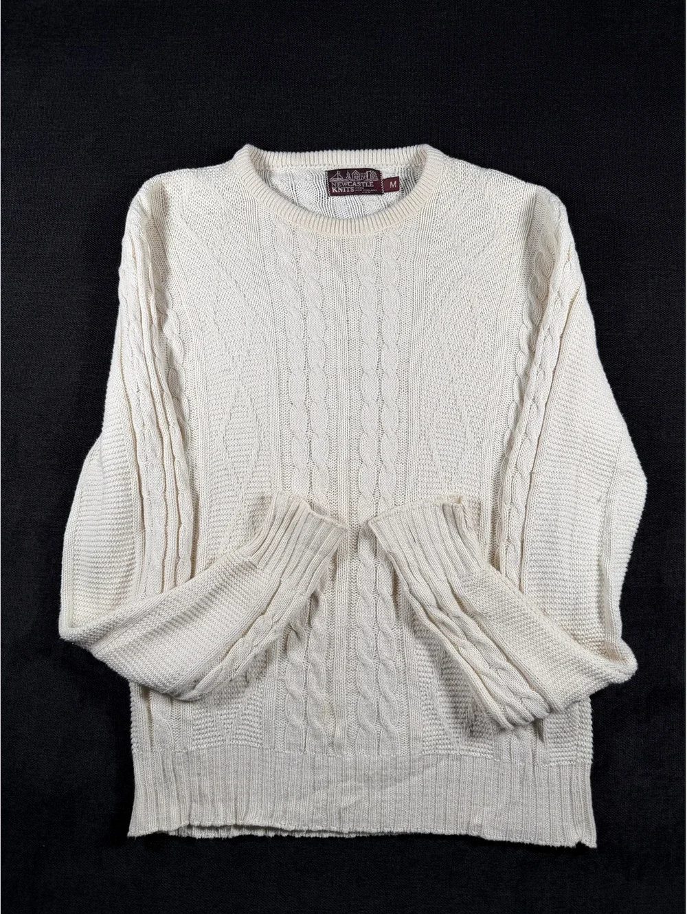 Newcastle Knits Cream Cable Knit Sweater Medium